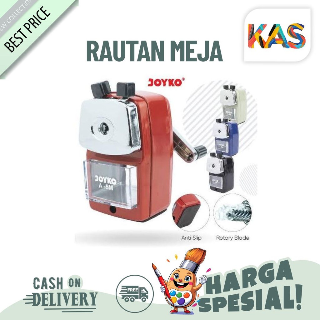 

Rautan Meja Sharpener Serutan Putar Joyko A-5M Bahan Besi Stainless Steel