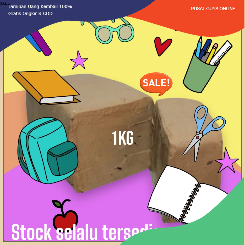 PUSAT Tanah liat untuk prakarya 1000G - Plered 1 kg