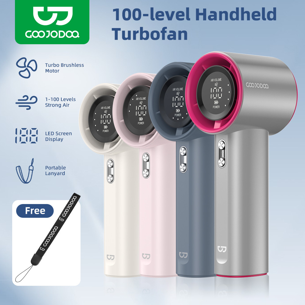 

GOOJODOQ High Speed Turbo kipas angin Minifan Portable Handheld Kipas Brushless 100 Gear Strong Wind Digital Display Kipas