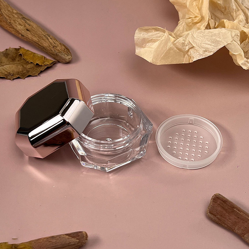 

1Pcs 8g Mini Powder Box Portable Plastic Empty Loose Powder Container With Sieve Cosmetic Jar Travel Make Up Accessories