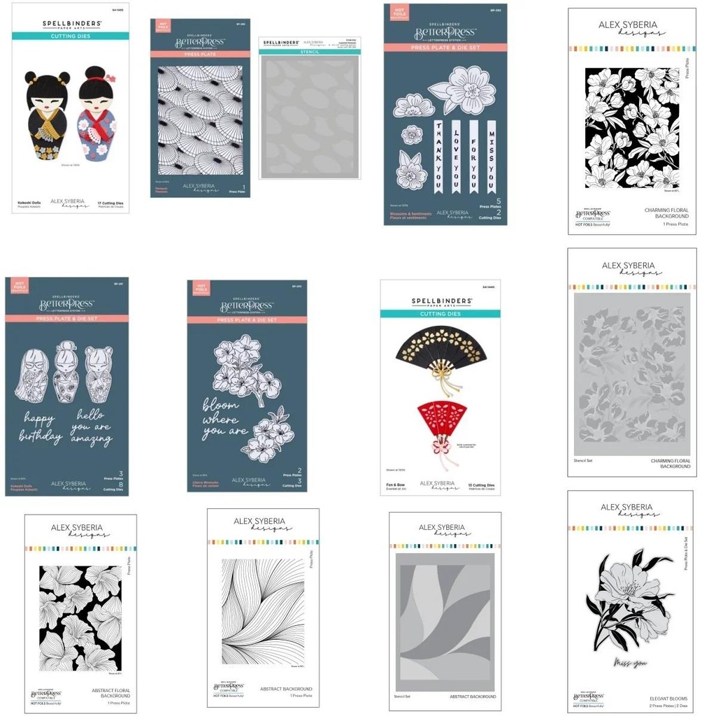 

2025 Floral Blooms Kokeshi Dolls Press Plate and Stencil set for DIY Making Card Scrapbook Paper Album Craft Supplies 2025 New