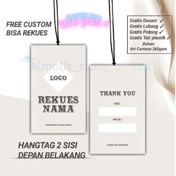 

Termurah Hangtag label baju - hang tag baju custom dan brand olshop premium buat sepatu celana bahan Kertas - ketebalan 230gsm, 3x5 106pcs