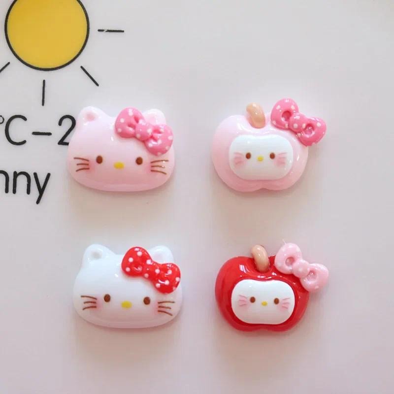 

10pcs Resin 3D Cartoon Animal Bow Cat, Apple Cat Resin Flatback Stone Scrapbook Wedding DIY Decor Crafts Jewelry Accessories