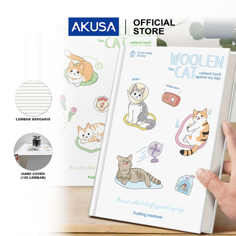 

AKUSA Hard Cover Book A5 Note Book Buku Catatan Aesthetic Journal Book Diary Kertas Anti Tembus HCB005