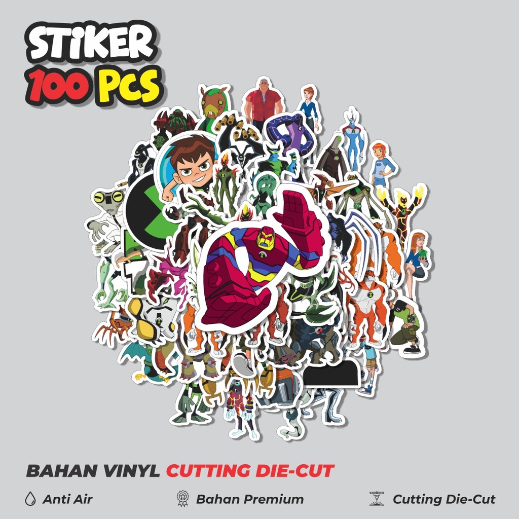 

Terbaru! 50 pcs Stiker Kartun Series Ben Ten Karakter Mix 4 Dekorasi Lucu Kreatif untuk Notebook, Skateboard, HP