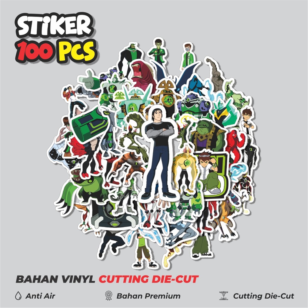 

Terbaru! 50 pcs Stiker Kartun Series Ben Ten Karakter Mix 6 Dekorasi Lucu Kreatif untuk Notebook, Skateboard, HP