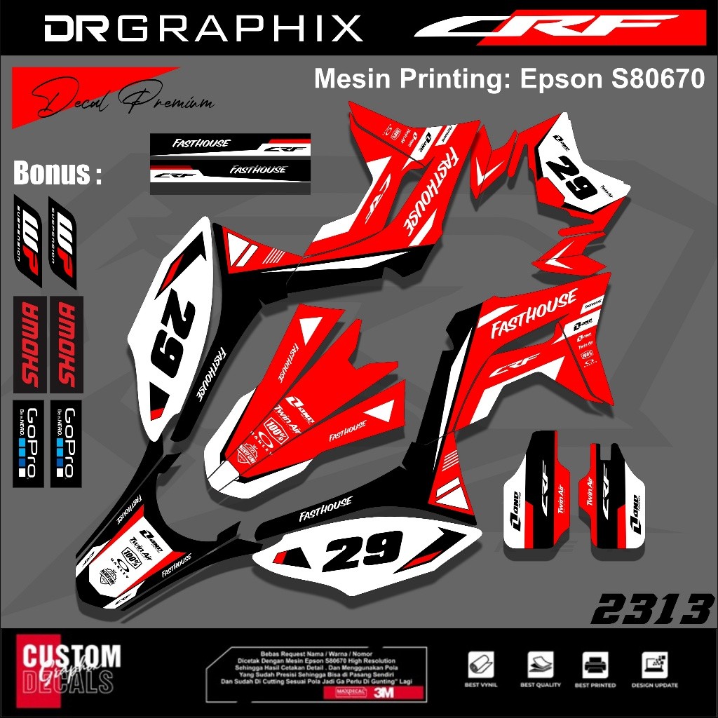 Decal CRF 150L Hitam Merah Full Body stiker bisa Custom crf 150 L