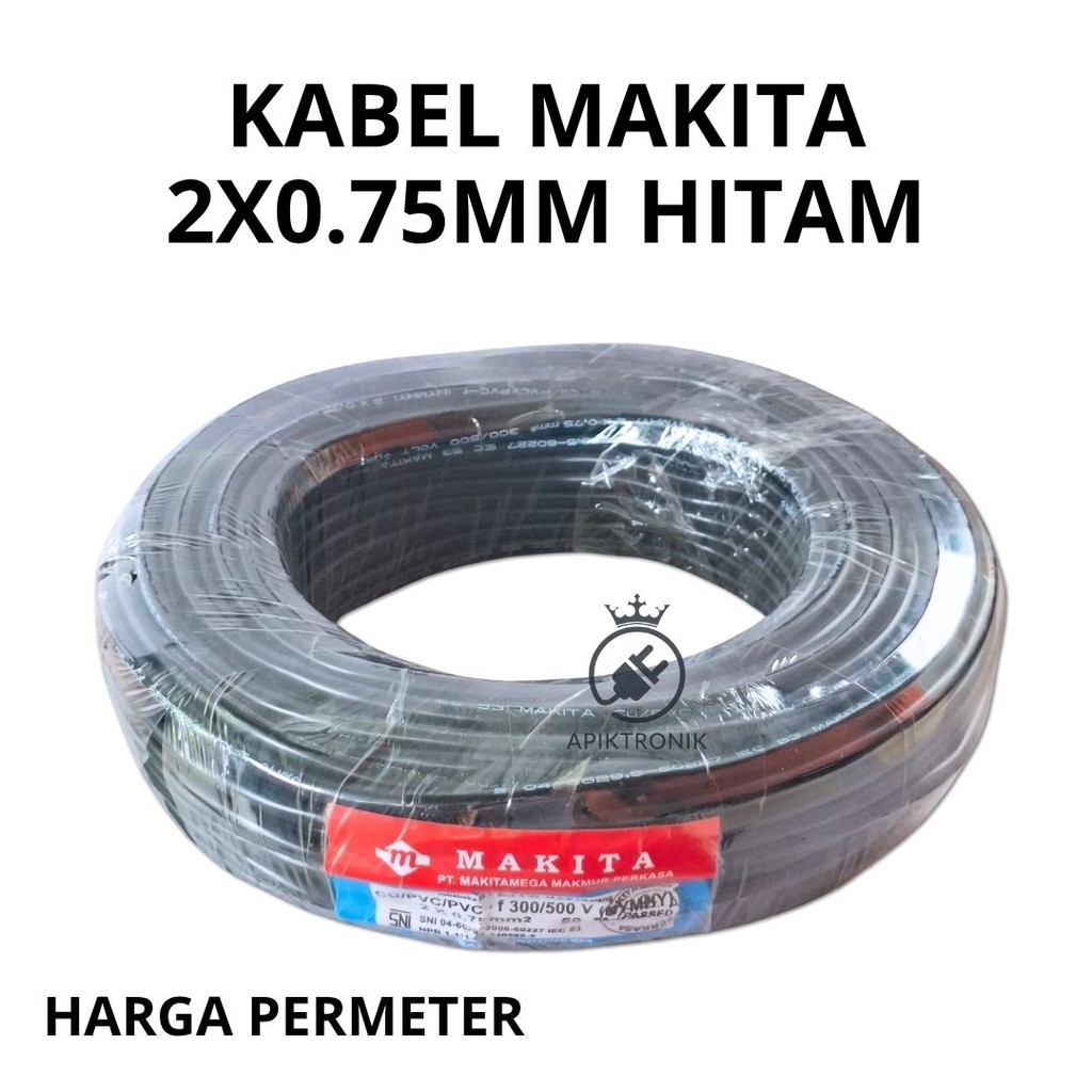 Kabel Makita 2X0.75mm Hitam | Kabel Serabut Fleksibel Tembaga Murni