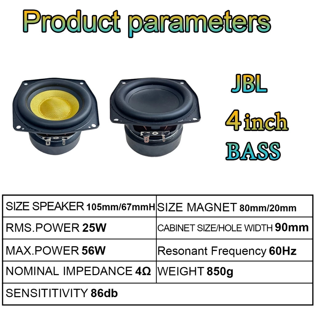 999DIY JBL 4 Inch Subwoofer Speaker 50W 4Ω Car Stereo Bass Underseat  subwoofer car stereo