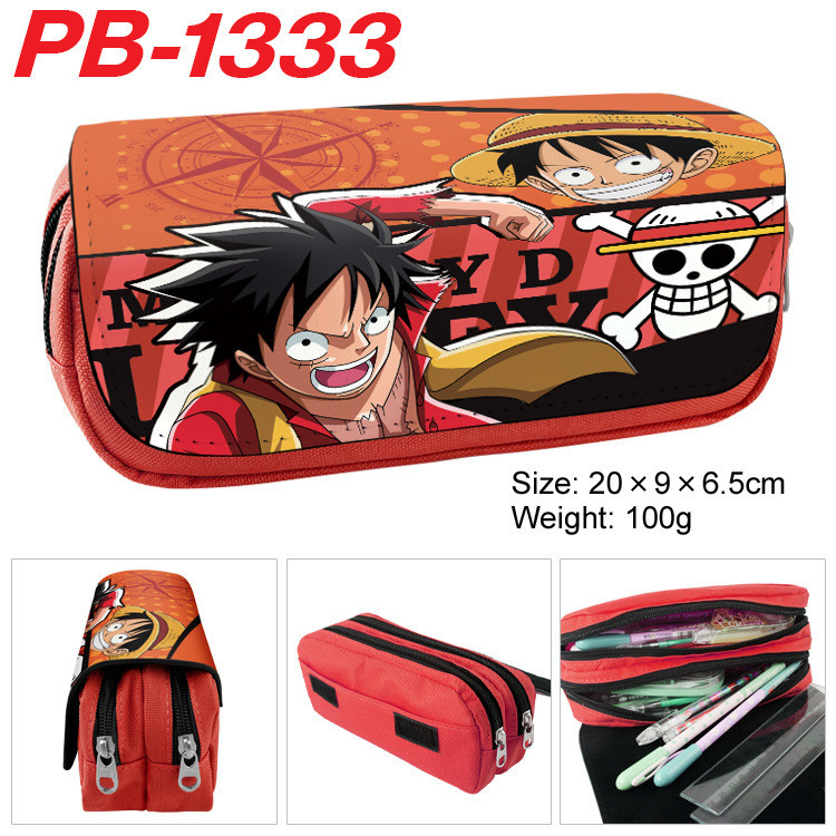 

One Piece Anime Pencil Bag Case Luffy Zoro Double Layer Zipper Large Capacity Wallet School Stationery for Kids Students