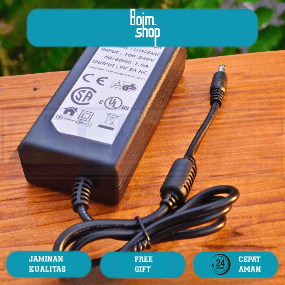 adaptor power supply efek gitar 9V 5A Negative center