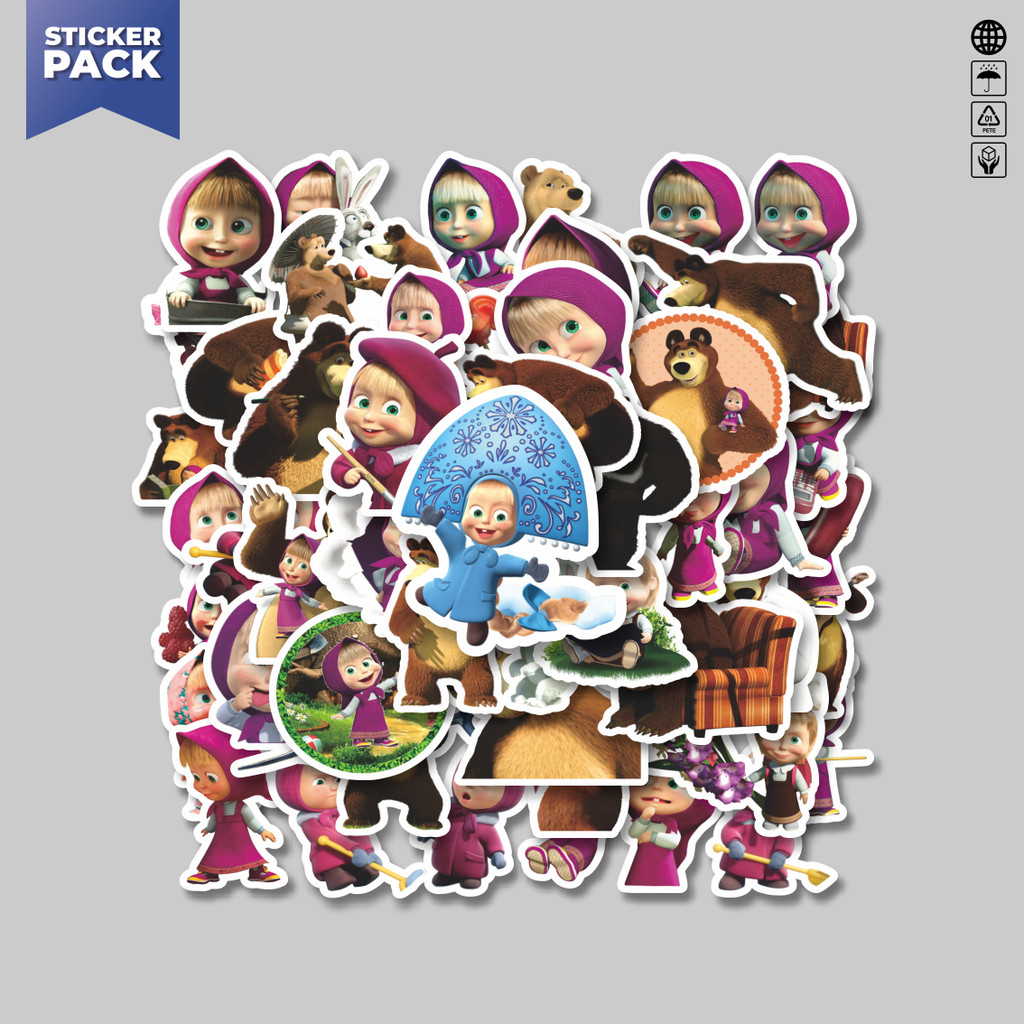 

[100PCS]Stiker Pack Stiker Kartun Series Masha And The Bear V2 Aesthetic Vinyl Anti Air Dekorasi Sticker Laptop Buku Journal Koper Helm Casing HP Gitar Helm Skateboard