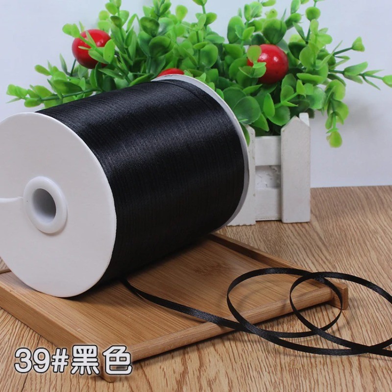 

(10 meters/lot) 1/8"(3mm) Single Face Black Satin Ribbon Webbing Decoration Bias Binding Bow-knot Gift Packing Christmas Ribbons