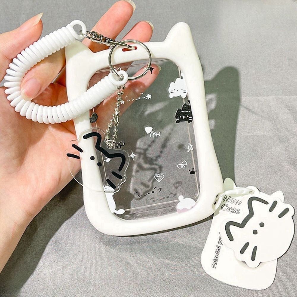 

Kawaii Cat Photocard Holder Transparent Acrylic Kpop Idol Card Holder Creative Bag Pendant Portable Campus ID Card Protector