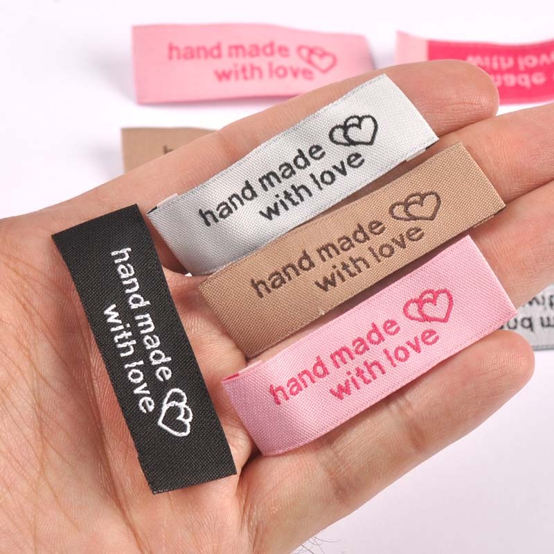 

50pcs 5x1.6cm Mixed "Handmade" Woven Label For Clothing Care Labels Shoes Bags Garment Tags CP3462