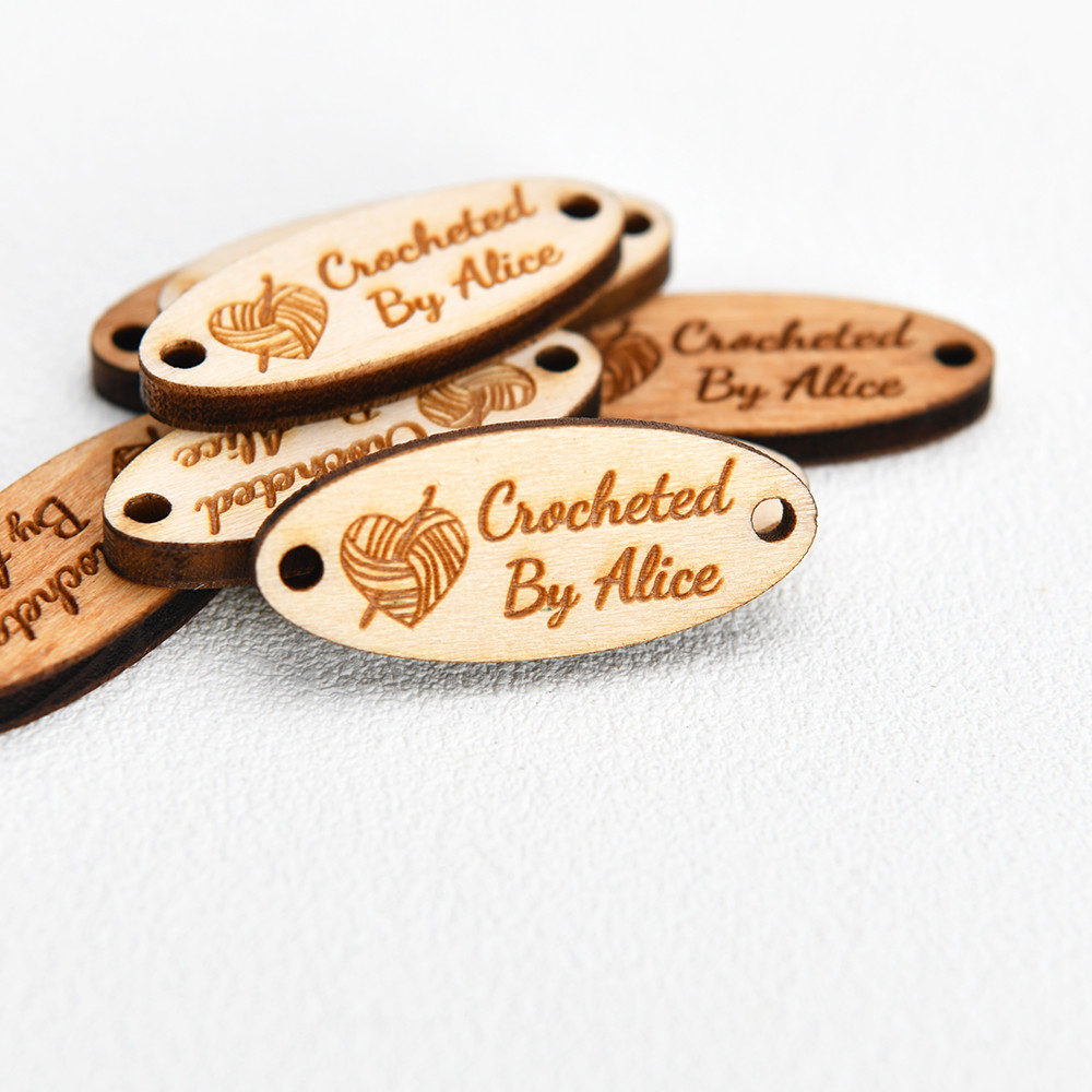 

Personalized Laser-Cut Wooden Tags - Eco-Friendly 3mm Basswood, 12.5x30mm Oval for DIY Crafts, Clothing Labels & Gift Branding