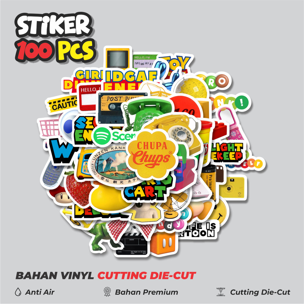 

Terbaru! 50 pcs Stiker Funky Berwarna Retro Aesthetic Mix Dekorasi Lucu Kreatif untuk Notebook, Skateboard, HP
