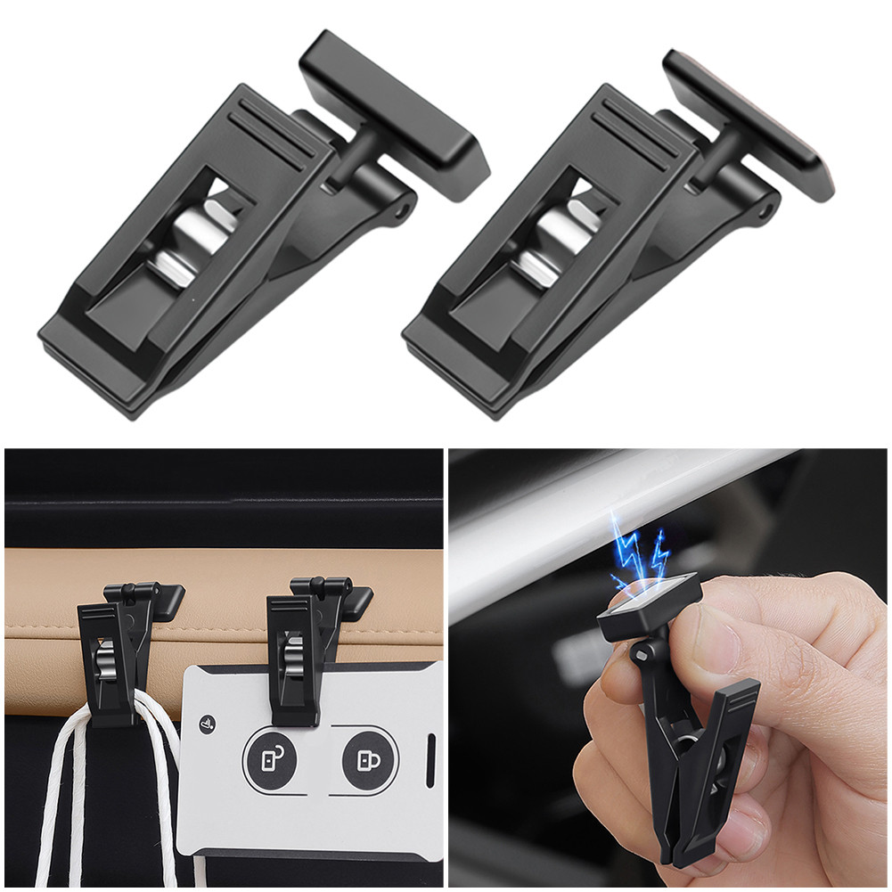 

2Pcs Car Storage Clips Lightweight Vehicle Parking Card Holder Clip Heat Resist Self Adhesive Bill Holder Clamp Car Accessories