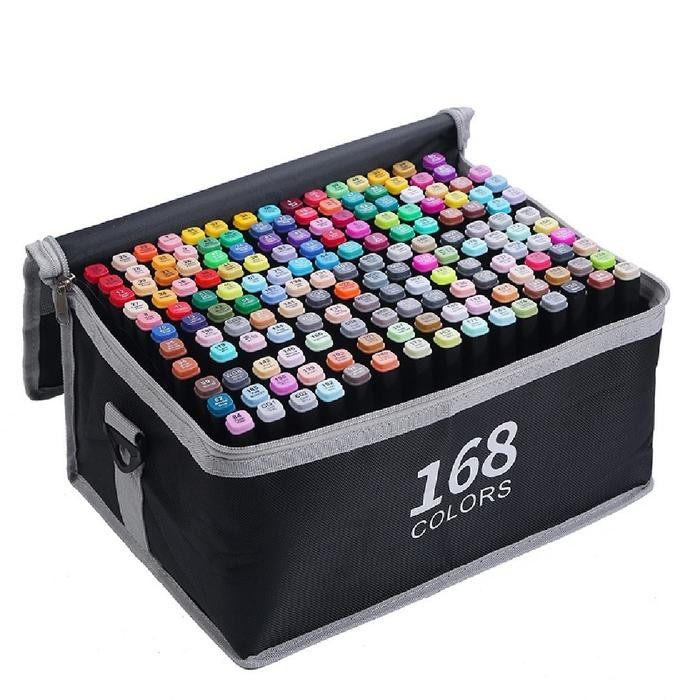 

Touch Spidol Dual Side Fine Art Marker 168 Color double headed marker set Multi Color Spidol - 168 Warna