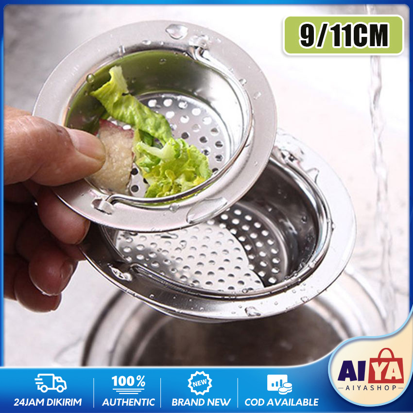 Filter Wastafel Dapur 9/11Cm Saringan Wastafel Cuci Piring Dapur Jala Stainless Anti Mampet Sink Fil