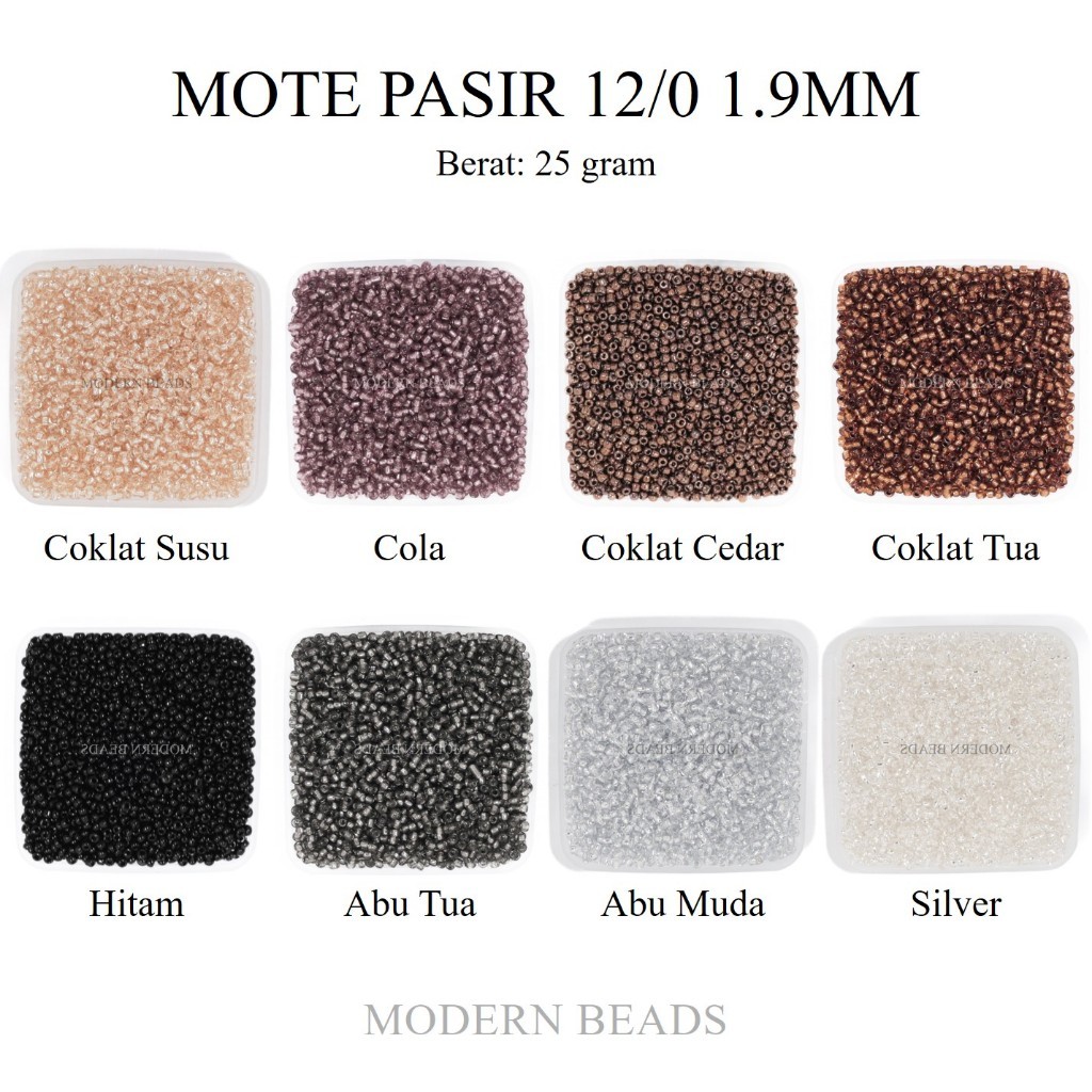 Partenzil [25 Gram] Mote Payet Pasir Semi Jepang / Manik Pasir Warna Coklat Susu Cola Abu Tua Hitam