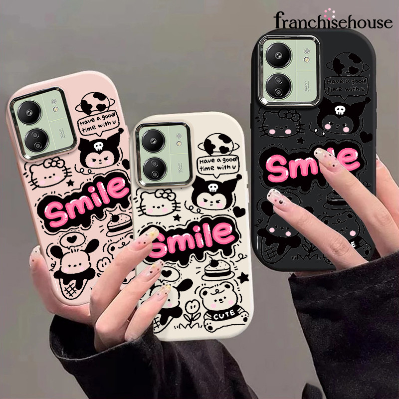 Casing Redmi Sanrio Ungu Hitam Soft Case Lucu Chubby Case Fashion Cocok untuk Redmi Note 9A 9I 12 9C
