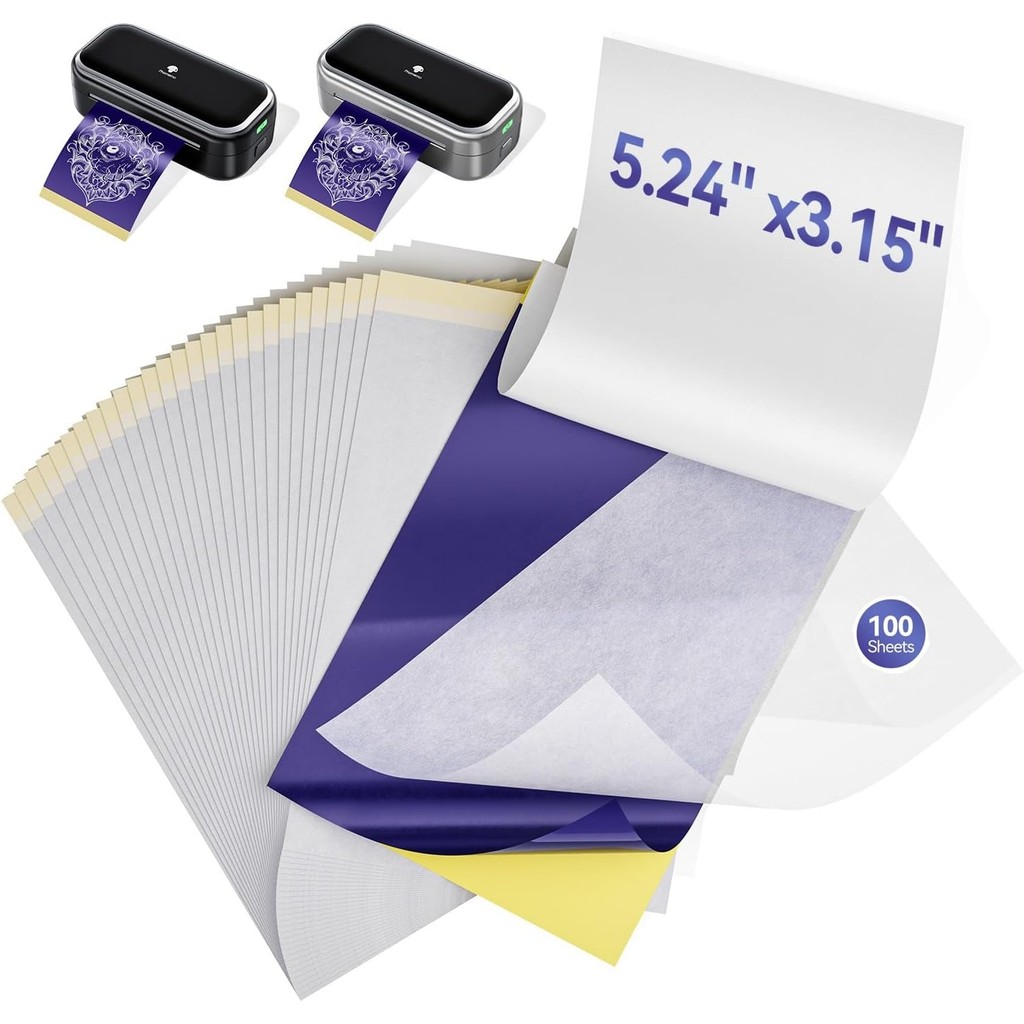 

80mmx133mm Tattoo Stencil Paper Transfer Tattoo Paper Artist DIY Easy to Use for TP31 Tattoo Thermal Printer, 100 Labels