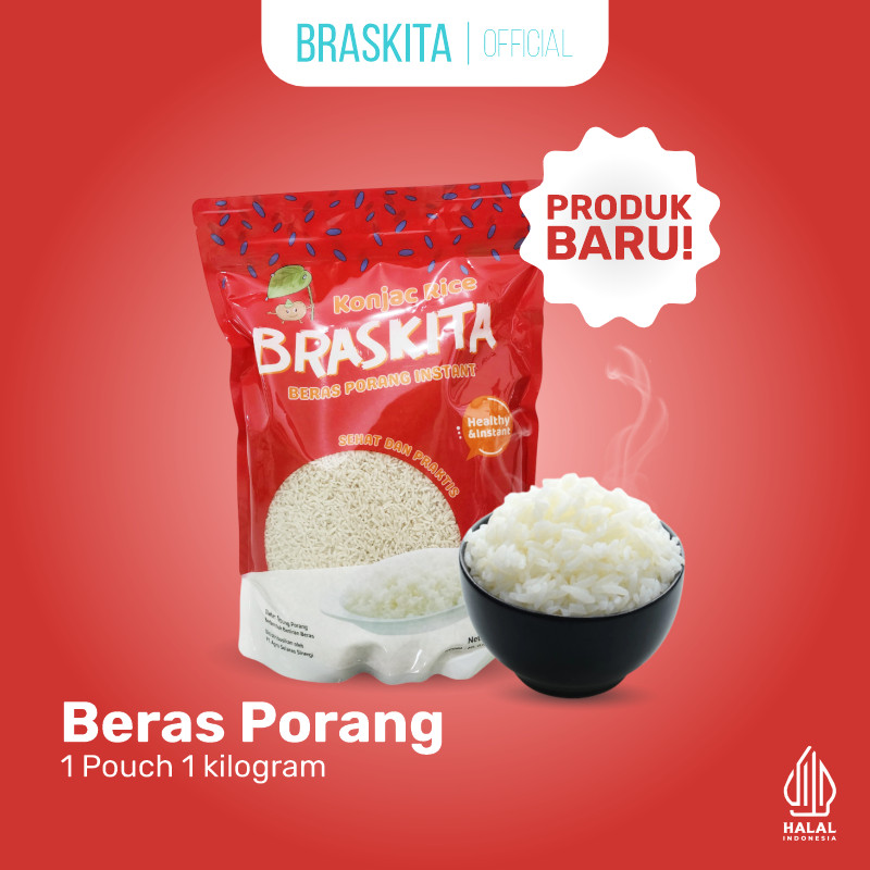 

Braskita New Beras Porang Pouch 1 Kg - Shirataki Konjac Rice