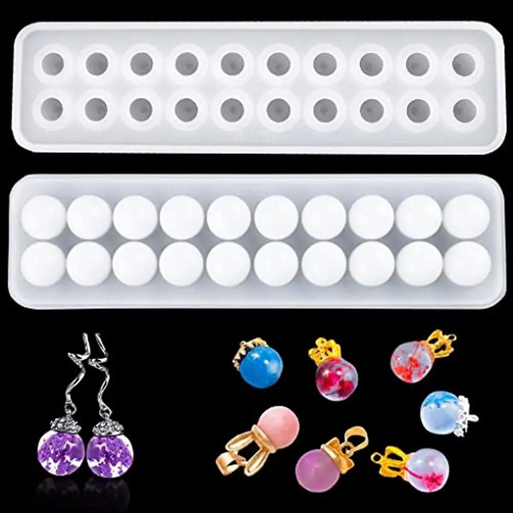 

Sphere Resin Mold, 20 Beads Silicone Mold, Crystal Ball Epoxy Casting Mold, Jewelry Making Mold for DIY Pendant Necklace Earring