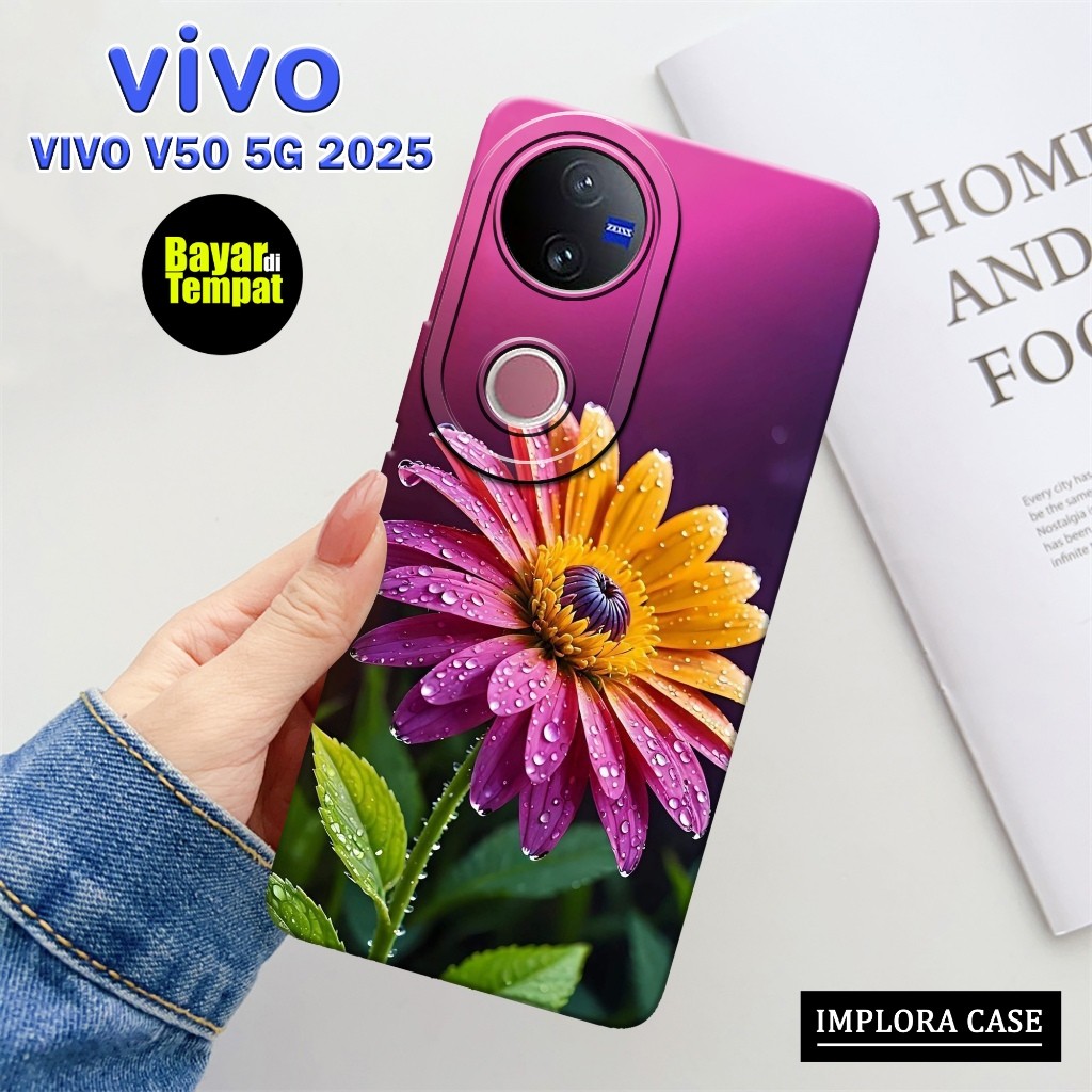 Case Vivo V50 5G 2025 Terbaru Motif Bunga IMPLORA CASE Casing Vivo V50 5G 2025 Softcase Pro Camera V
