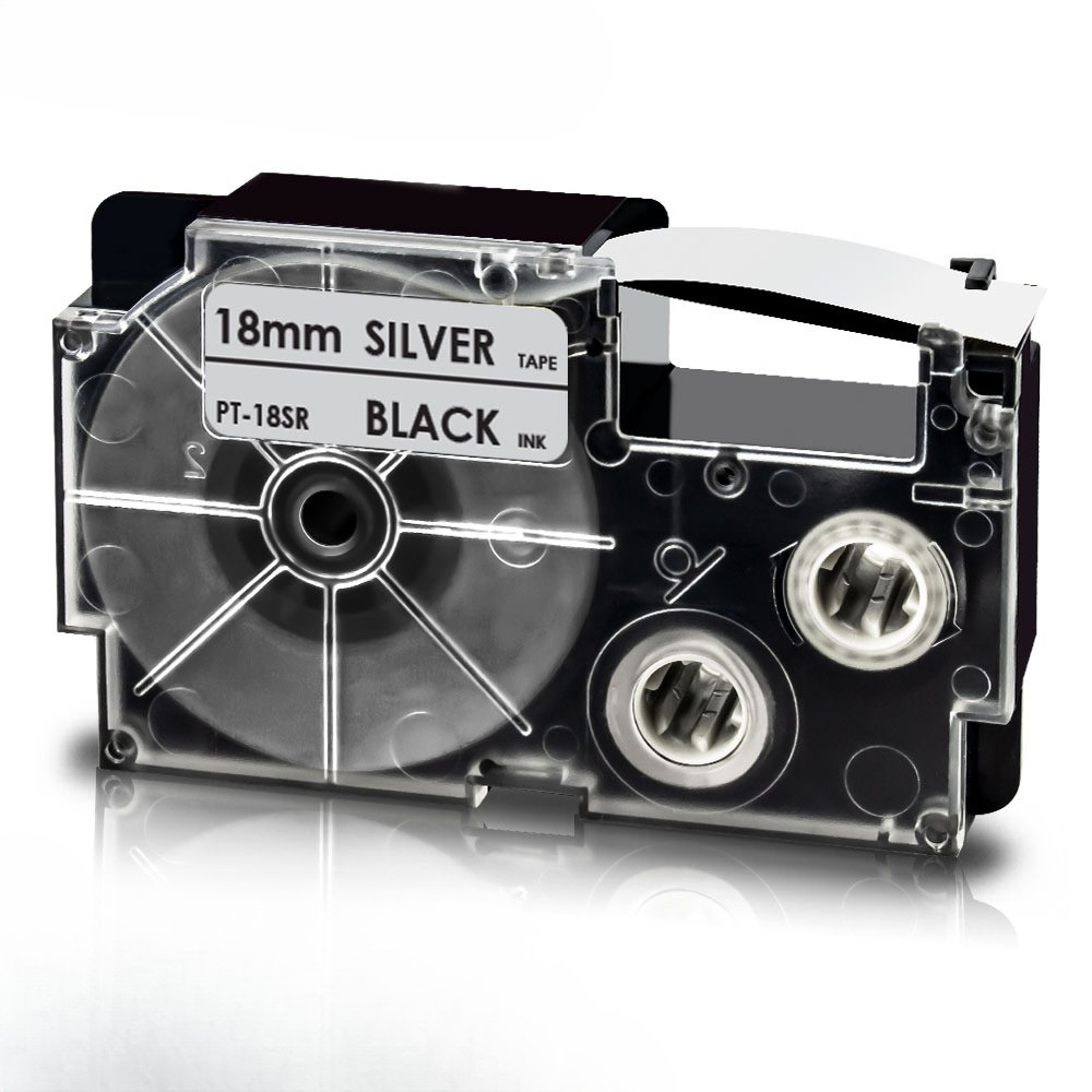 

XR-18SR Black on Silver Compatible Casio Label Tape 18mm High Adhesive Sticker for Casio Label Printer KL120 KL300 KL-780 KL-820
