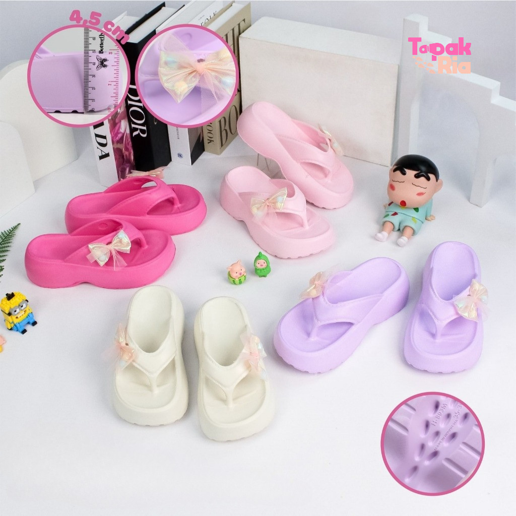 Sendal Anak Lucu Motif Pita Sandal Jepit Wedges Anak Cewek Elegant Korean Style Model 803-C Balance