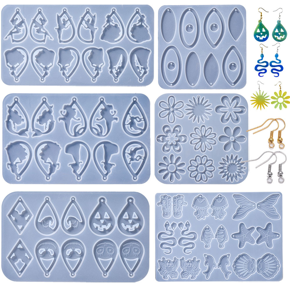 

Earring Pendant Silicone Mold Flower DIY UV Epoxy Resin Mould Jewelry Making Tools Necklace Keychain Handmade Crafts