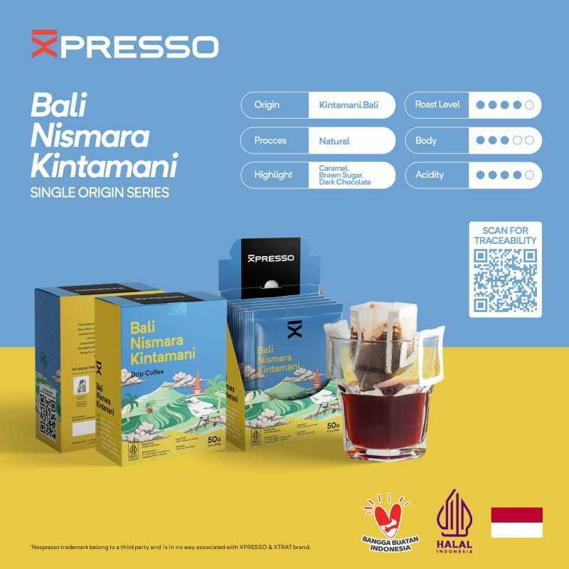 

Drip Bag Coffee Bali Nismara Kintamani - Xpresso Kopi Drip Bag 5pcs