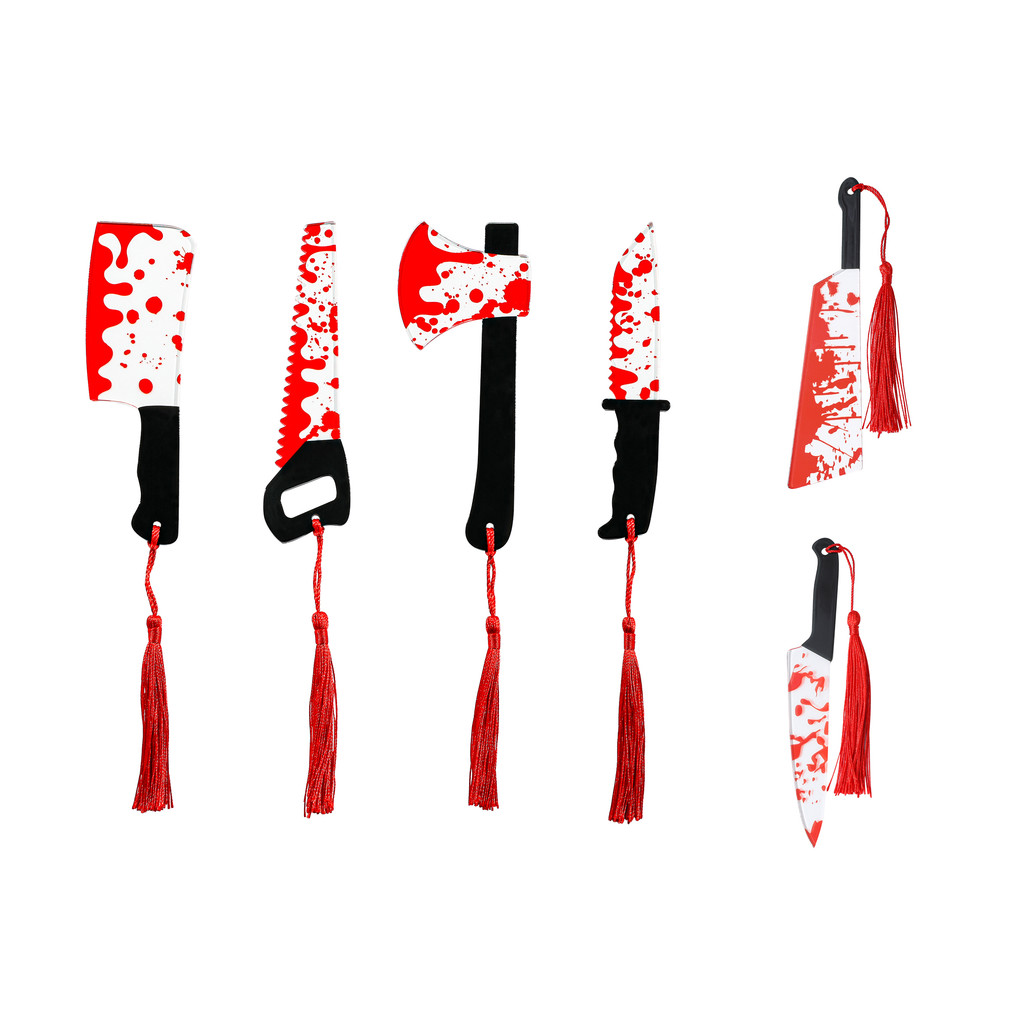 

1pcs Horror Scarlet Knife Bookmark with Red Tassel Reading Lover Reading Accessory Student Study Stationery