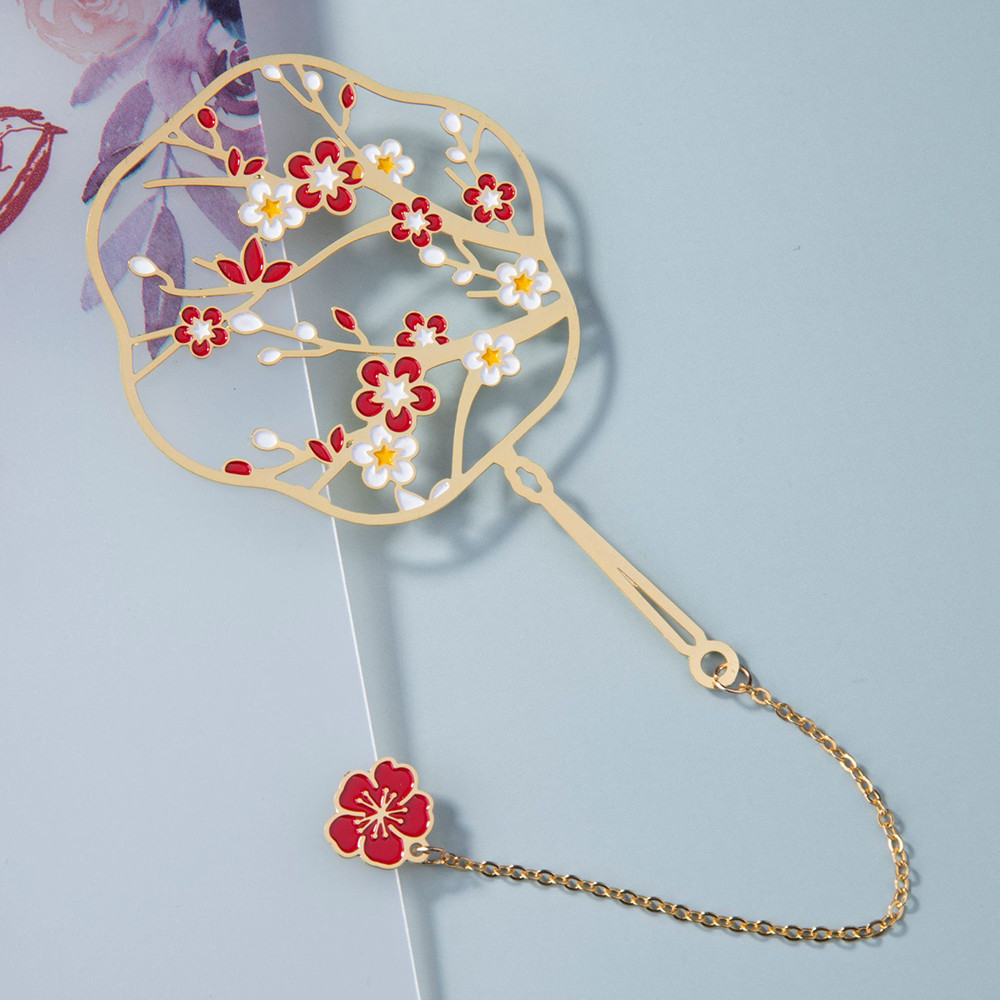 

1PC Retro Chinese Style Metal Bookmark Peacock Paint Brass Hollow Book Clip Tassel Pagination Mark School Office Supplies