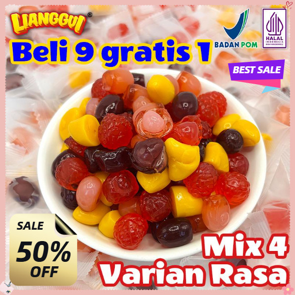 

[Harga grosir lebih menguntungkan] 10 boxes Halal LIANGGUI PEELED FUDGE MIX FRUIT 360gr/120pcs | Permen buah cemilan manis| Permen Lunak Aneka Buah Viral | Candy Jelly Gummies Manggo Permen Lunak Rasa stroberi Jeruk | 360gr Permen