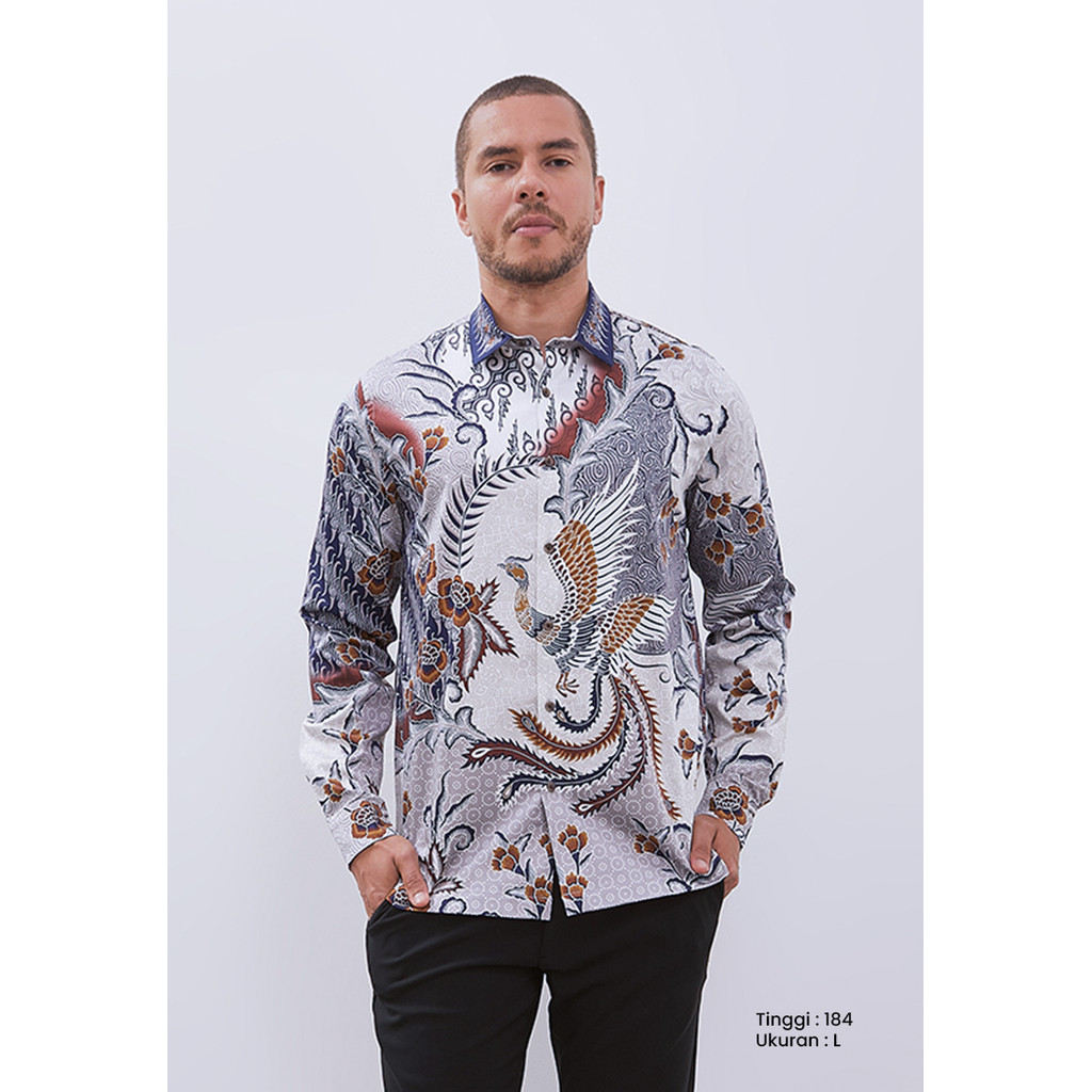 MANZONE - Kemeja Batik Lengan Panjang Pria Naraya Modern Fit - Blue