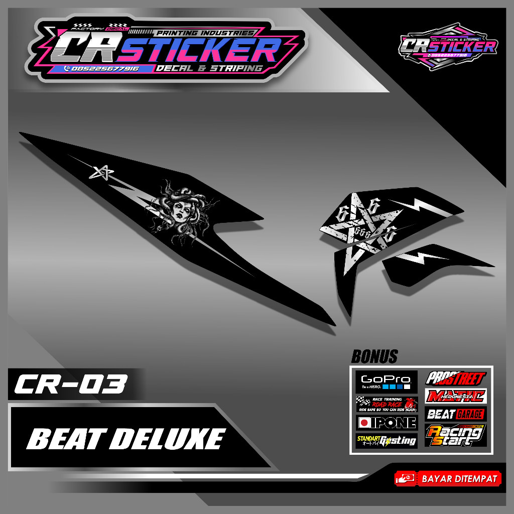 Striping Motor Transparan Beat Deluxe  - Striping Motor Beat 2020,2021,2022 Medusa - Striping Beat 2