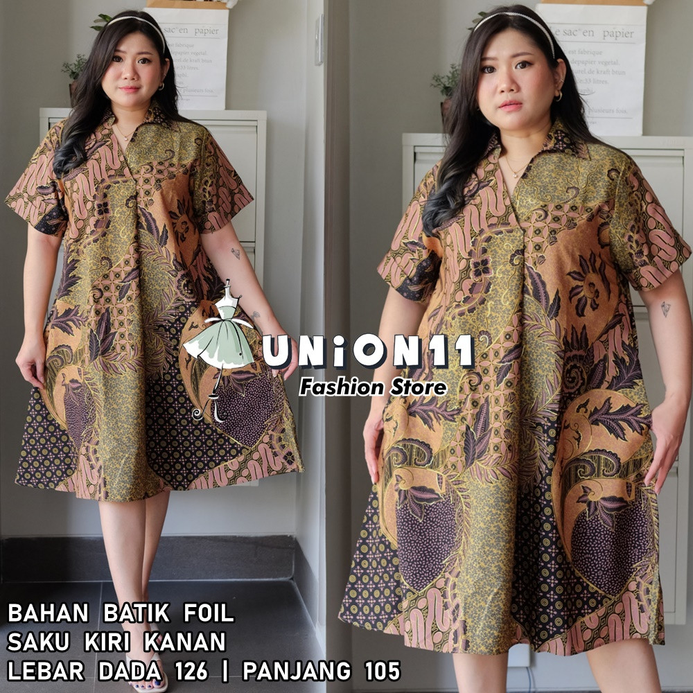 [𝗗𝘆𝗻𝗮𝗿𝗮] DRESS BATIK JUMBO WANITA / DRESS JUMBO WANITA LD 126 / BAJU JUMBO WANITA / BAJU KERJA WANIT