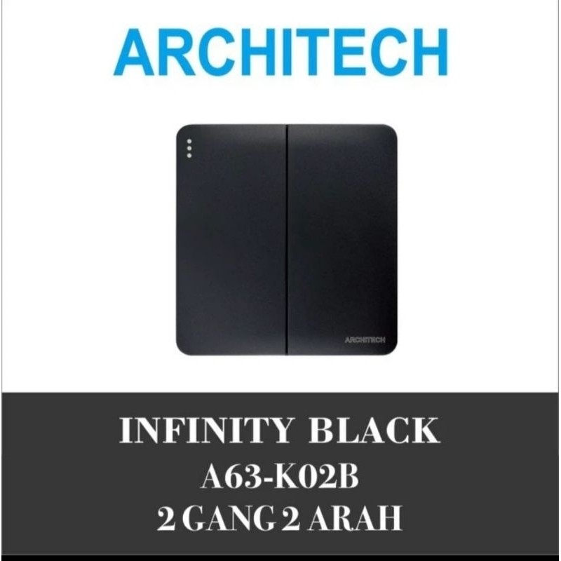 Saklar Seri Double Hotel/Tukar 2 GANG 2 Arah Architech Black Hitam  Grey  Brown Infinity A63-K02B