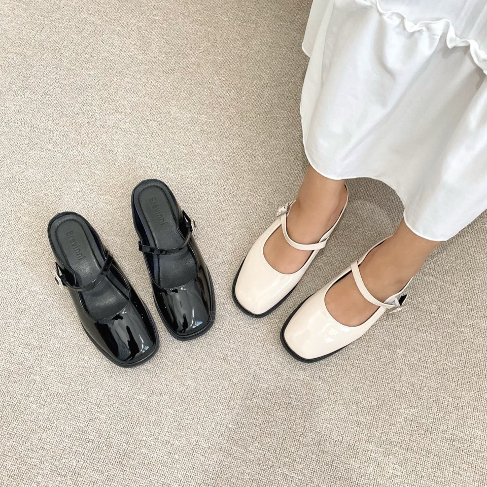 BREVINNI Adora Patent Mary Jane Flats with Crystal Buckle || Sepatu Mary Jane Flat Wanita || Sepatu 