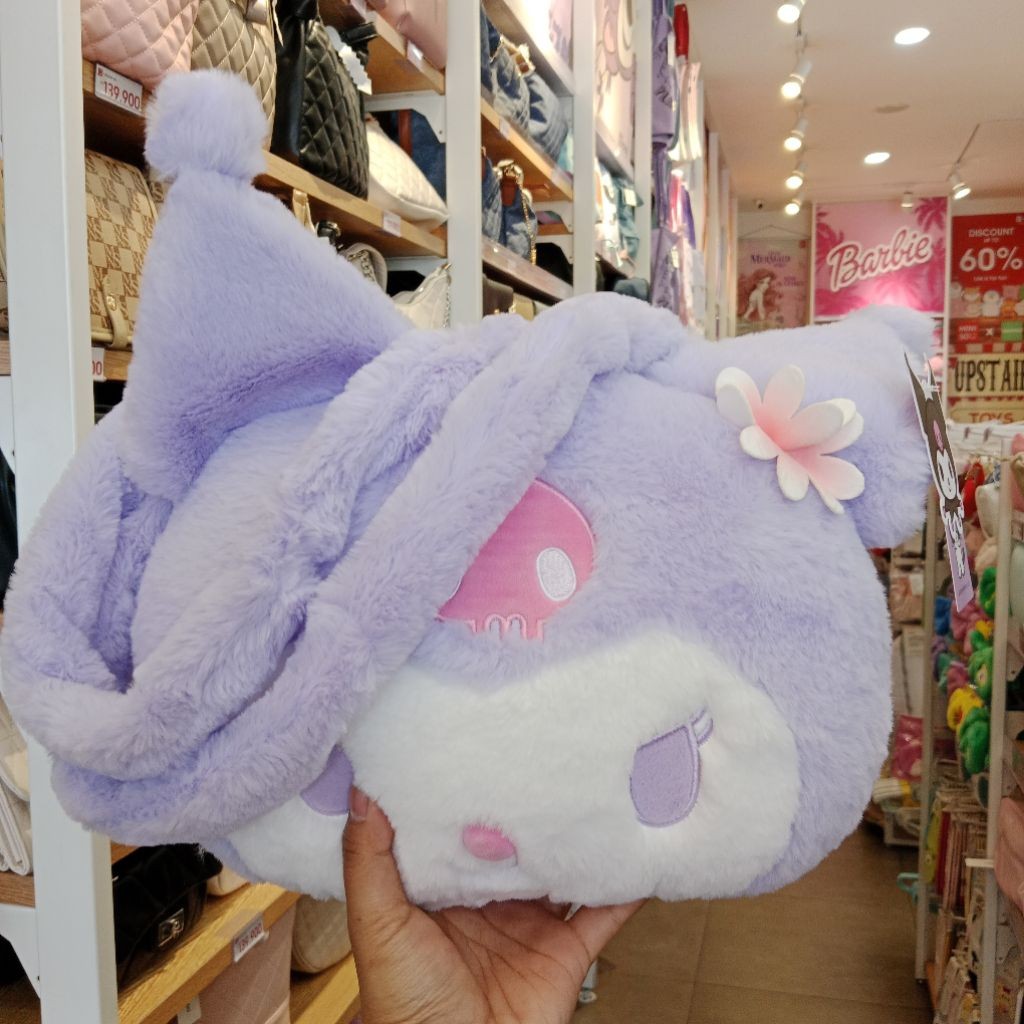 MINISO Kuromi Flower Language Plush Crossb Body Bag TAS SELEMPANG WANITA