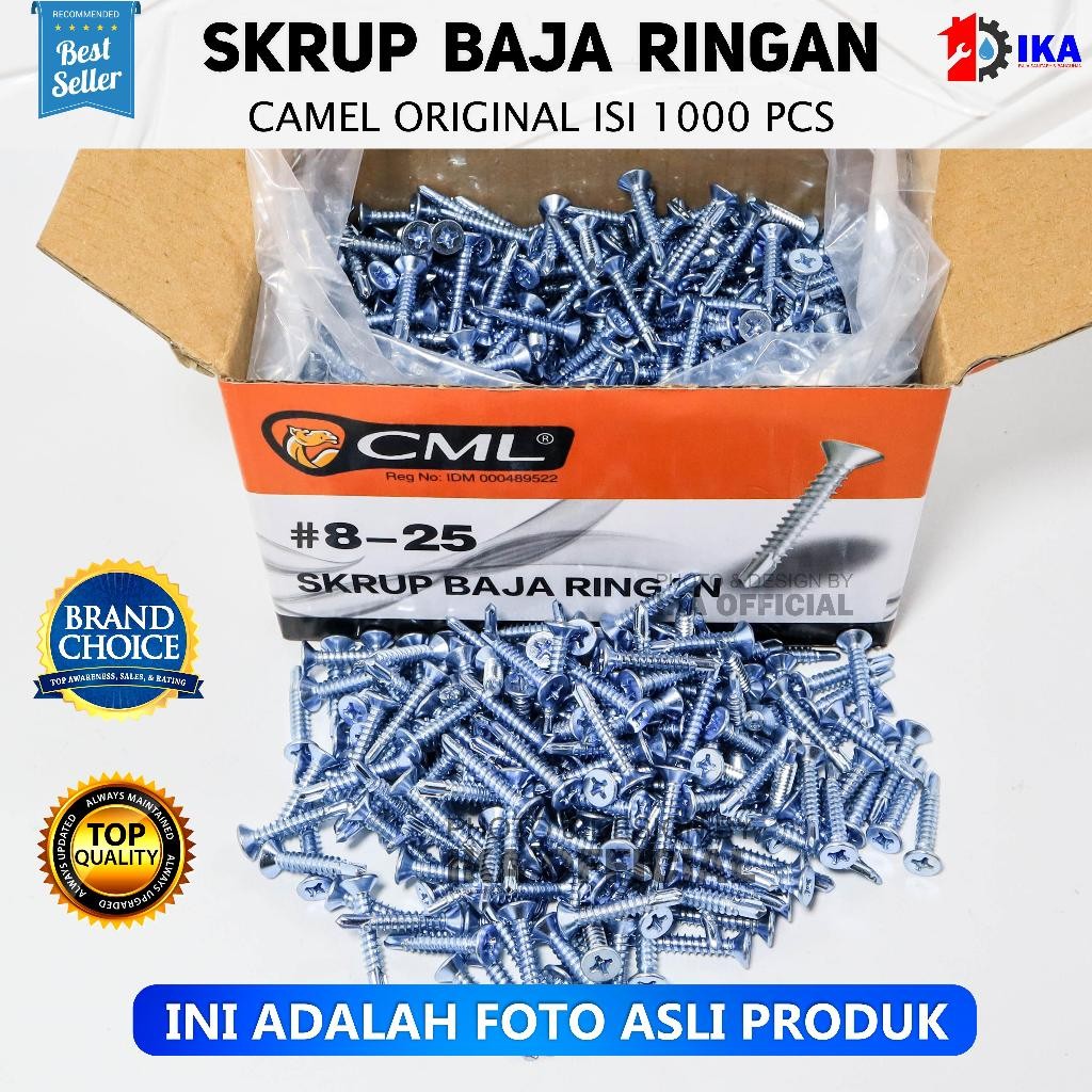 PER KOTAK Sekrup Skrup Baja Ringan GRC KalsiBoard CAMEL 8 x 25 (2,5cm) 8 x 32 (3,2cm) / CAMEL Skrup 