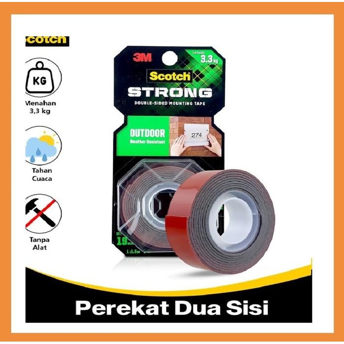 

⦅PROMO BEST QUALITY⦆ Double Tape 3M Scotch Outdoor Permanent Mounting Tape 4011 5,5KG - 3M 411-S19