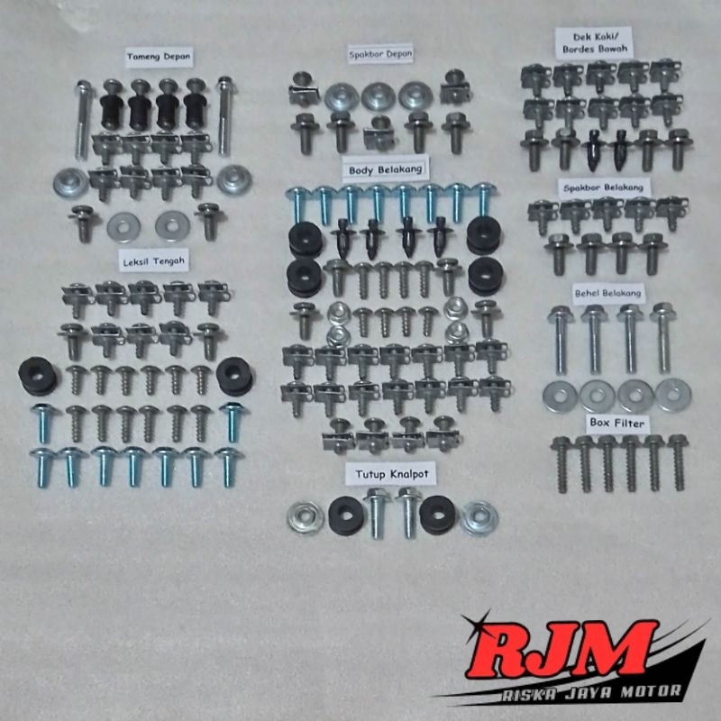 Baut Full Set  Body Yamaha Fino 125 Fi Blue Core / Baut Lengkap Cover Body Bodi Yamaha Fino 125 Fi B