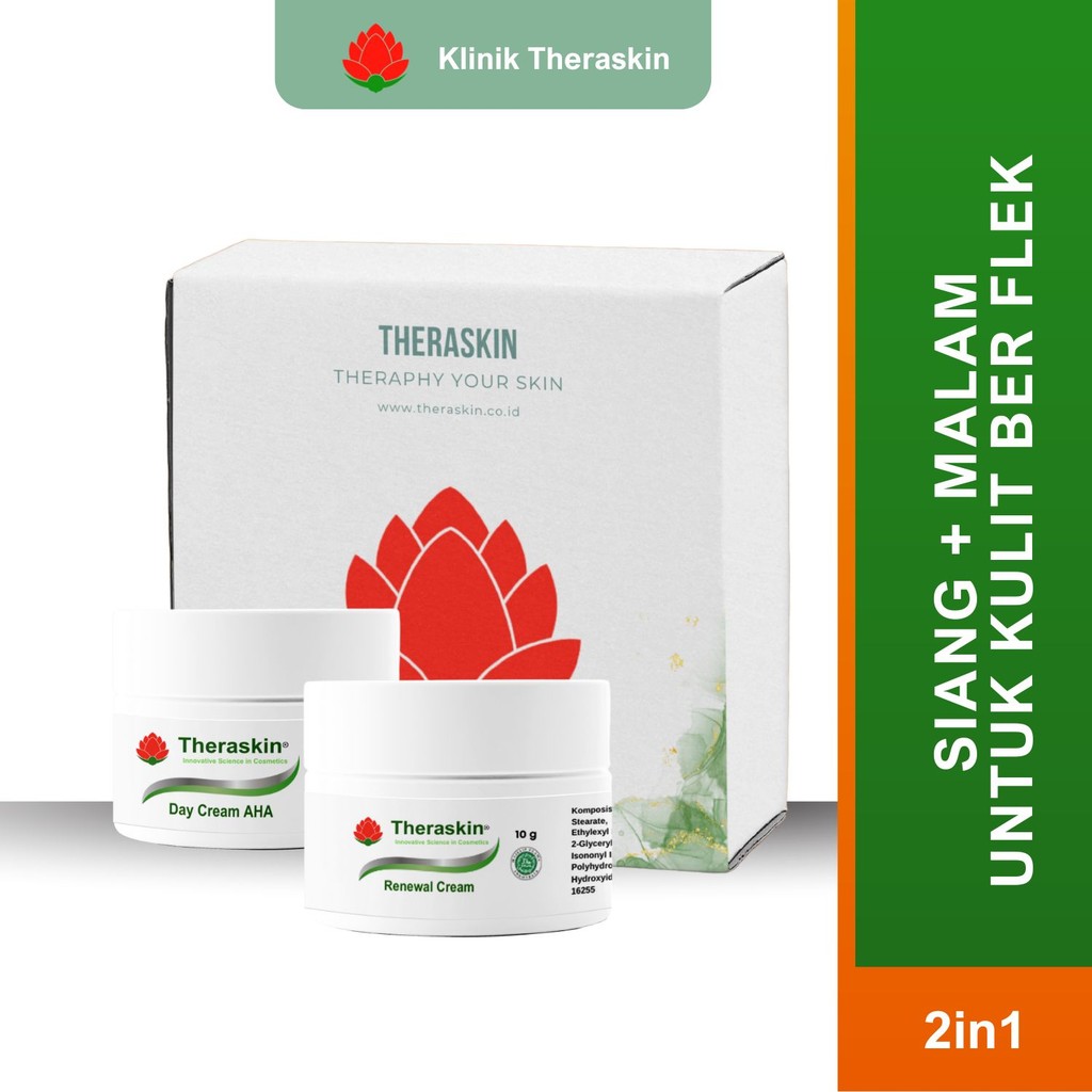 Theraskin Day Cream AHA + Renewal Cream / Krim Penghilang Flek Hitam Siang dan Malam
