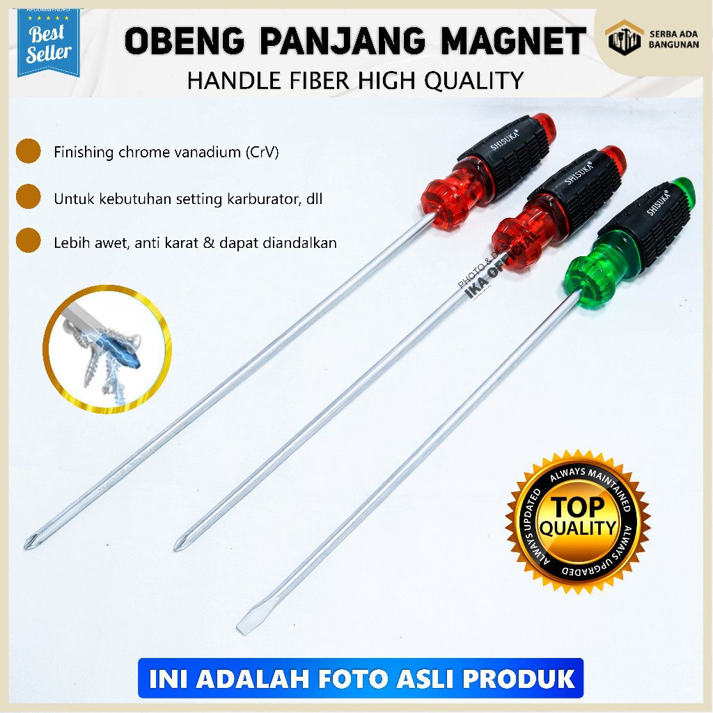 SAB Obeng SUPER PANJANG 10 - 12  inch Bolak Balik Plus Minus Berkualitas / obeng getok BB Obeng Bola