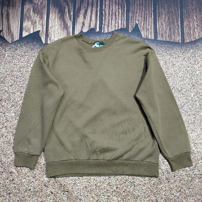 crewneck pria murah LOW SLOW sweater coklat polos mirah bagus size XL