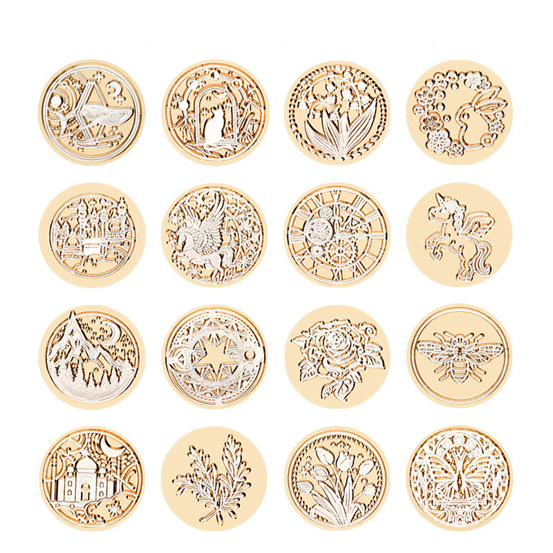 

Star sky Lotus Rose Pattern Wax Seal Stamp Retro sealing wax stamp Replace head Flowers Leaf Decorate Gift